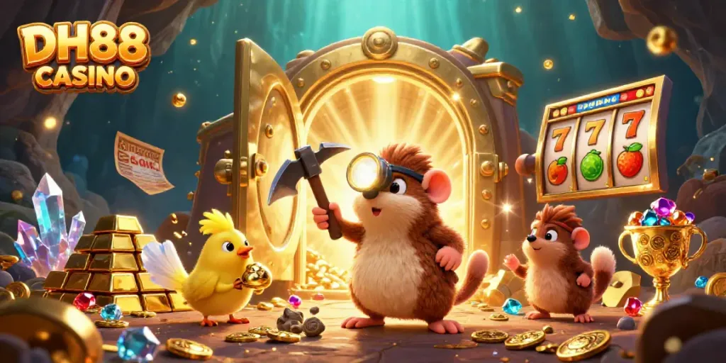 Experience thrilling gameplay at DH88 CASINO with the treasure-hunting mole and sparkling riches.