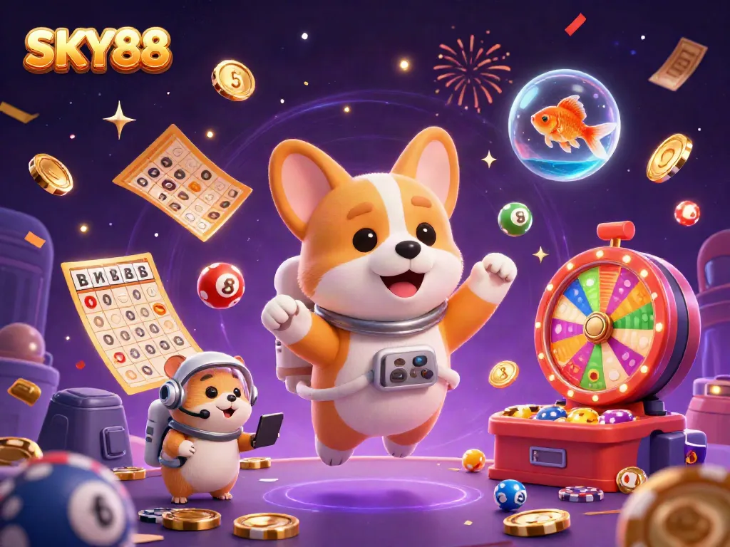 Experience thrilling gameplay at SKY88 casino with animated scenes of excitement and rewards.