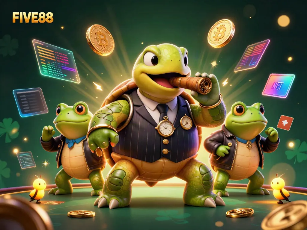 Experience thrilling games at FIVE88 with animated characters and vibrant casino elements.