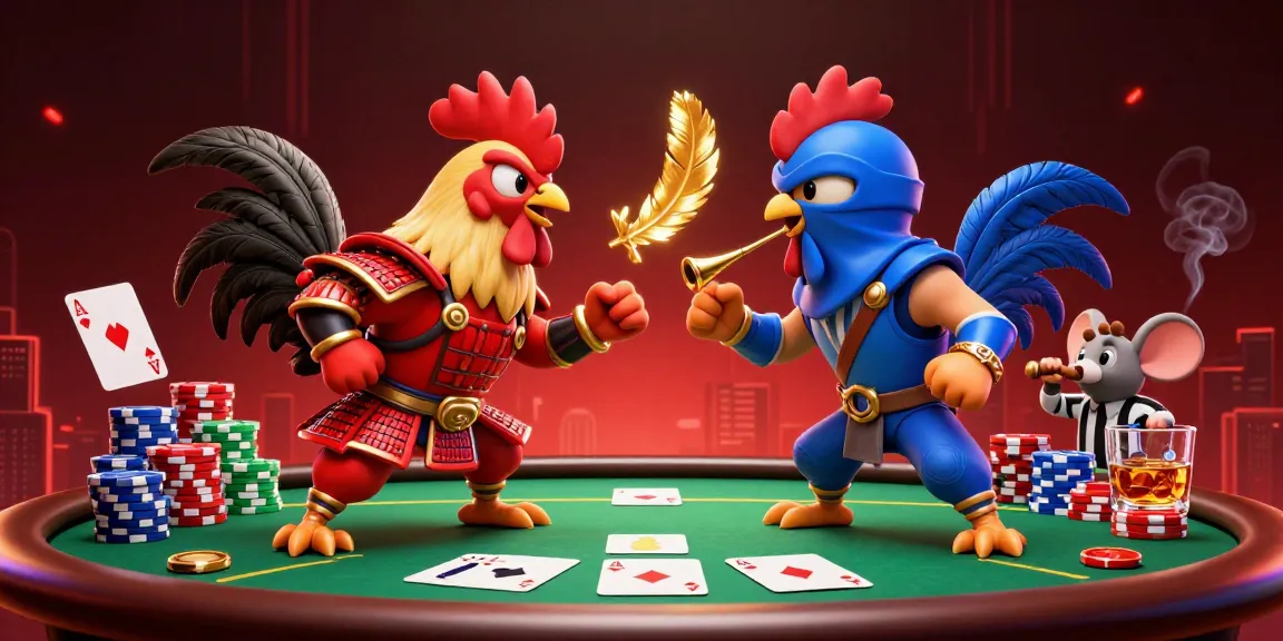 Engage with aussie online pokies through thrilling cartoon roosters in combat at a vibrant gaming scene.