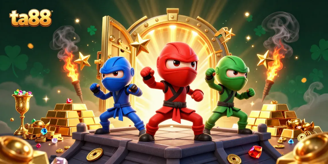 Join the thrill of ta88 as ninja chameleons practice winning strategies amidst golden treasures.